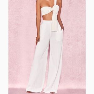 House of CB white wide-leg Mersina Trousers